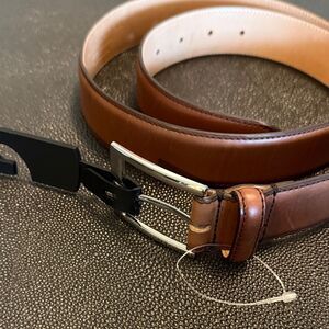 To Boot New York Adam Derrick Brown Tan Leather Belt with Silver Buckle Size 36